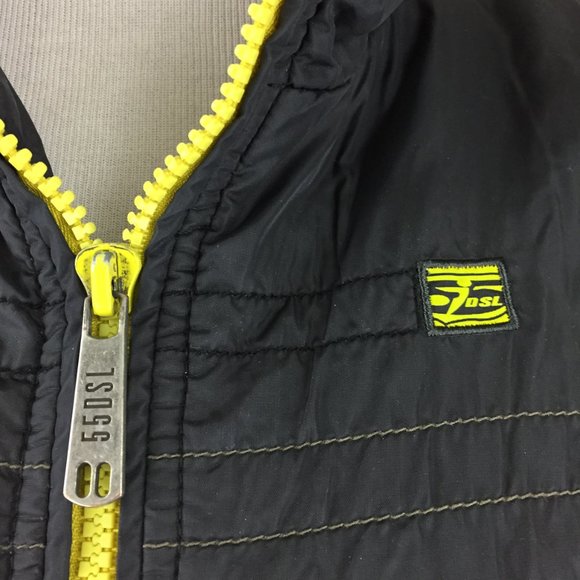 55DSL by Diesel Dark Gray Mustard/Yellow Trim Zip Pockets Logo Hardware Jacket - Picture 6 of 9